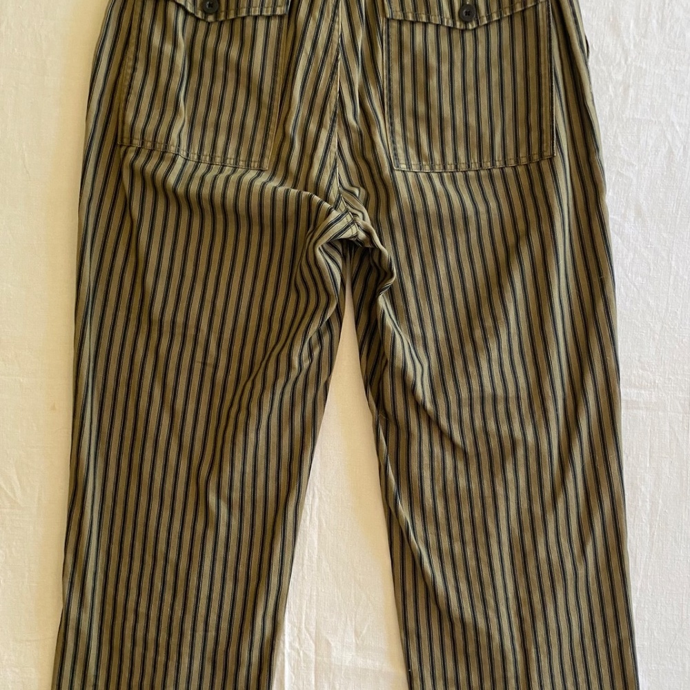 Brixton Women's Green Black Blue Striped Ankle Pants Size 27 - Picture 6 of 10